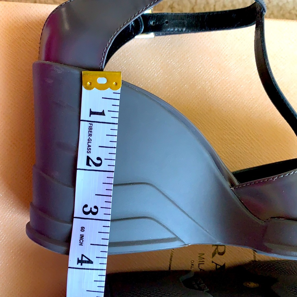 Prada wedge Mary Jane spazzolato leather Sz 39 - Picture 8 of 9